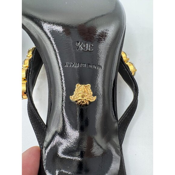 Versace 55mm crystal-embellished thong mules sandals - Picture 12 of 15